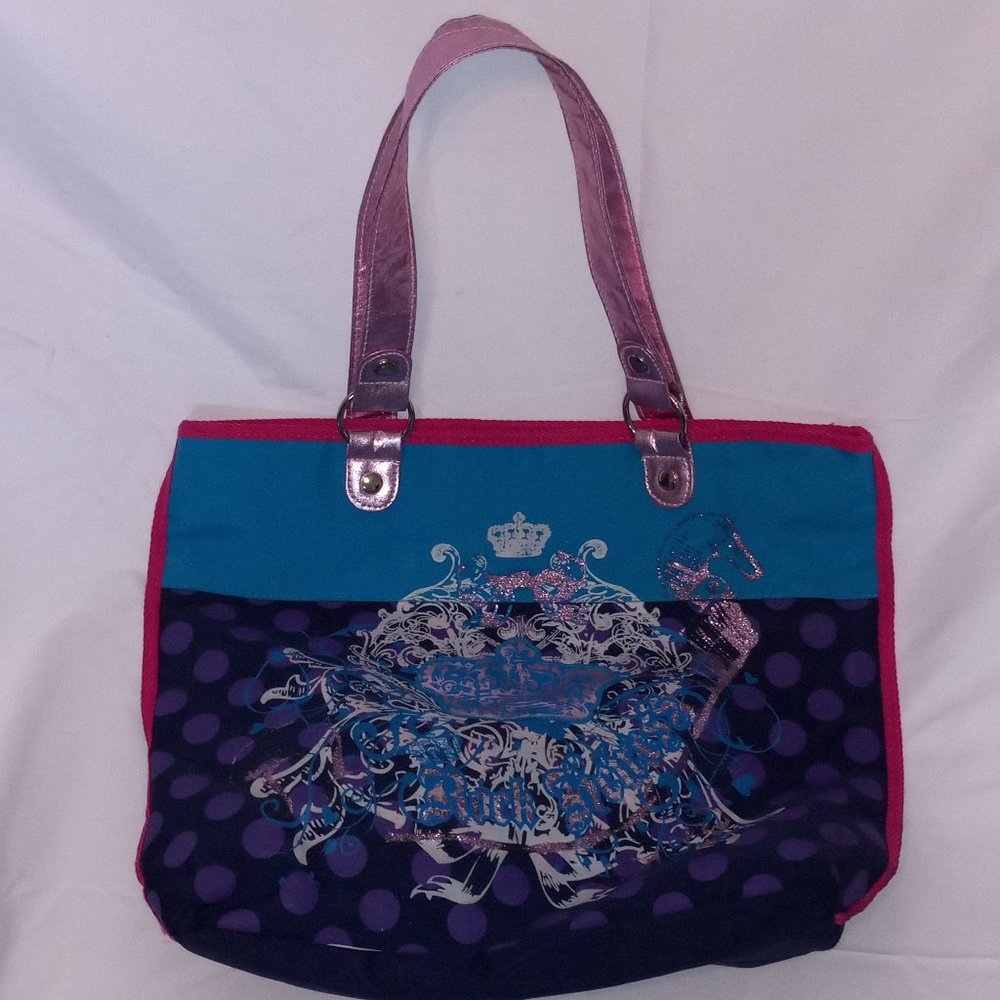 No Boundaries Purple Polka-Dot Rock Heiress Carry-On Tote Bag Handbag